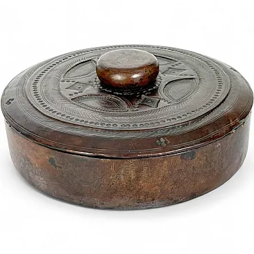 Round leather box, 1970s