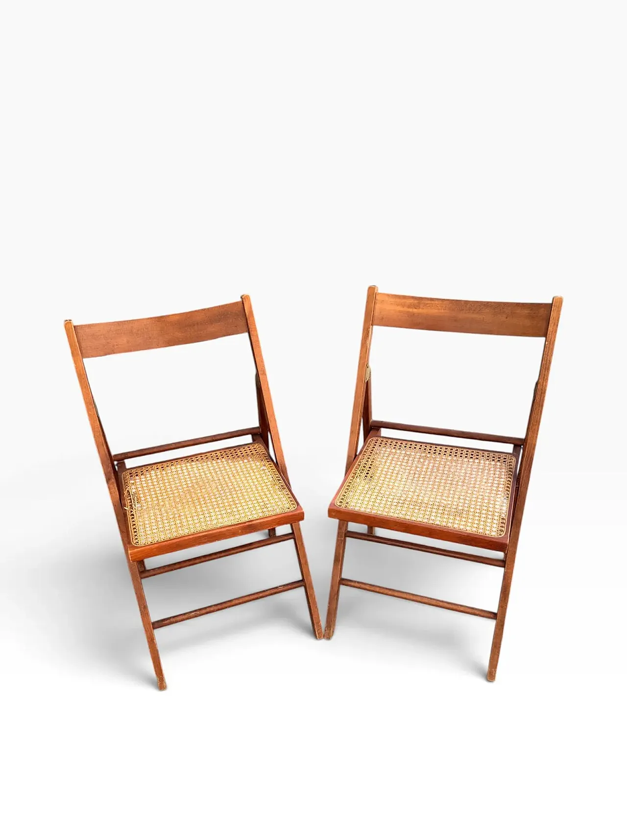 Pair of Habitat wooden and rattan chairs, 1980s 1