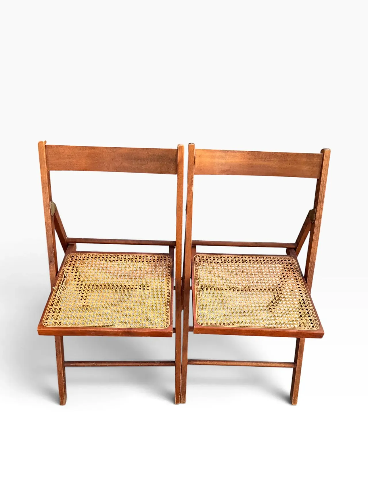 Pair of Habitat wooden and rattan chairs, 1980s 2