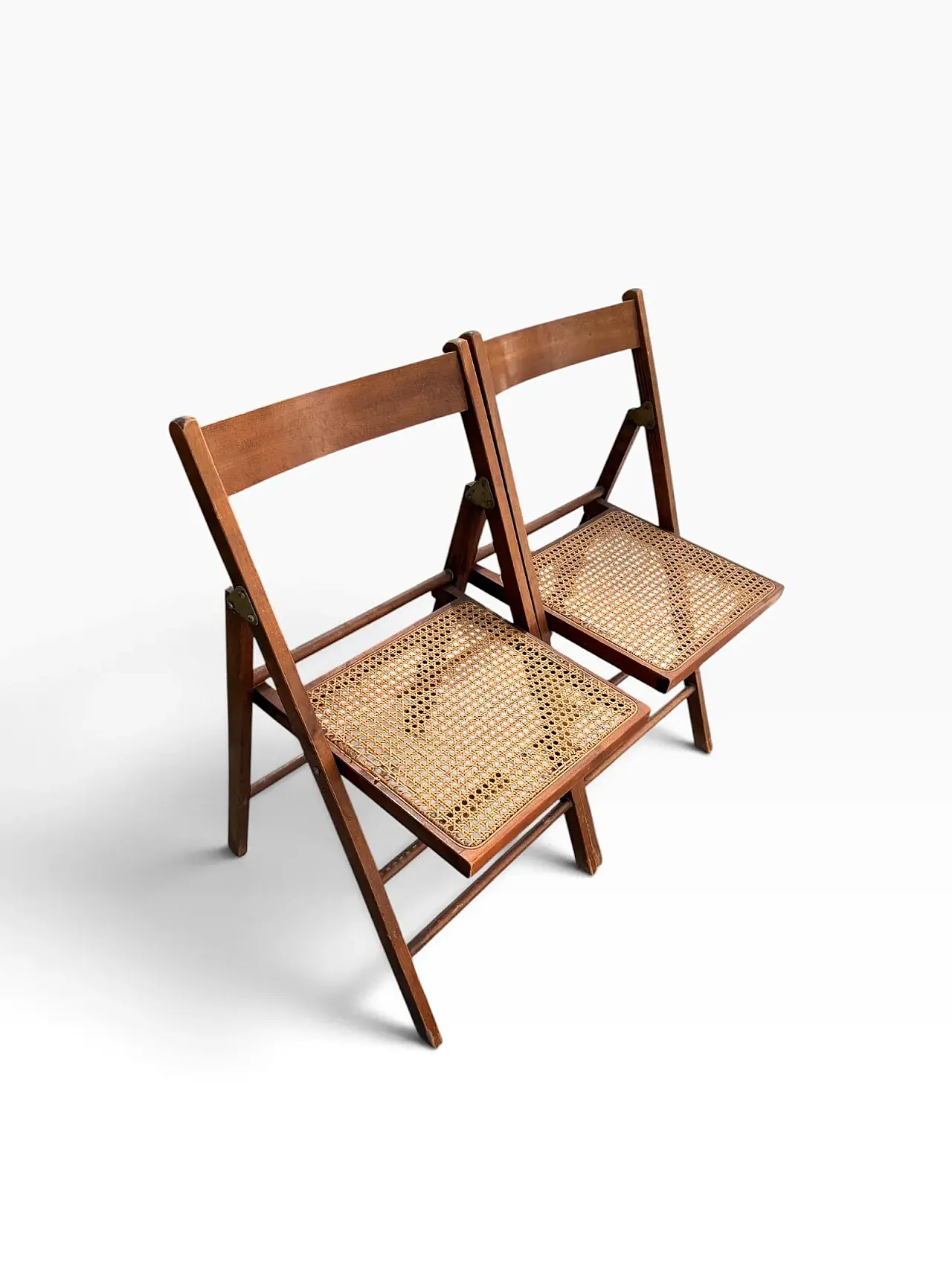 Pair of Habitat wooden and rattan chairs, 1980s 3
