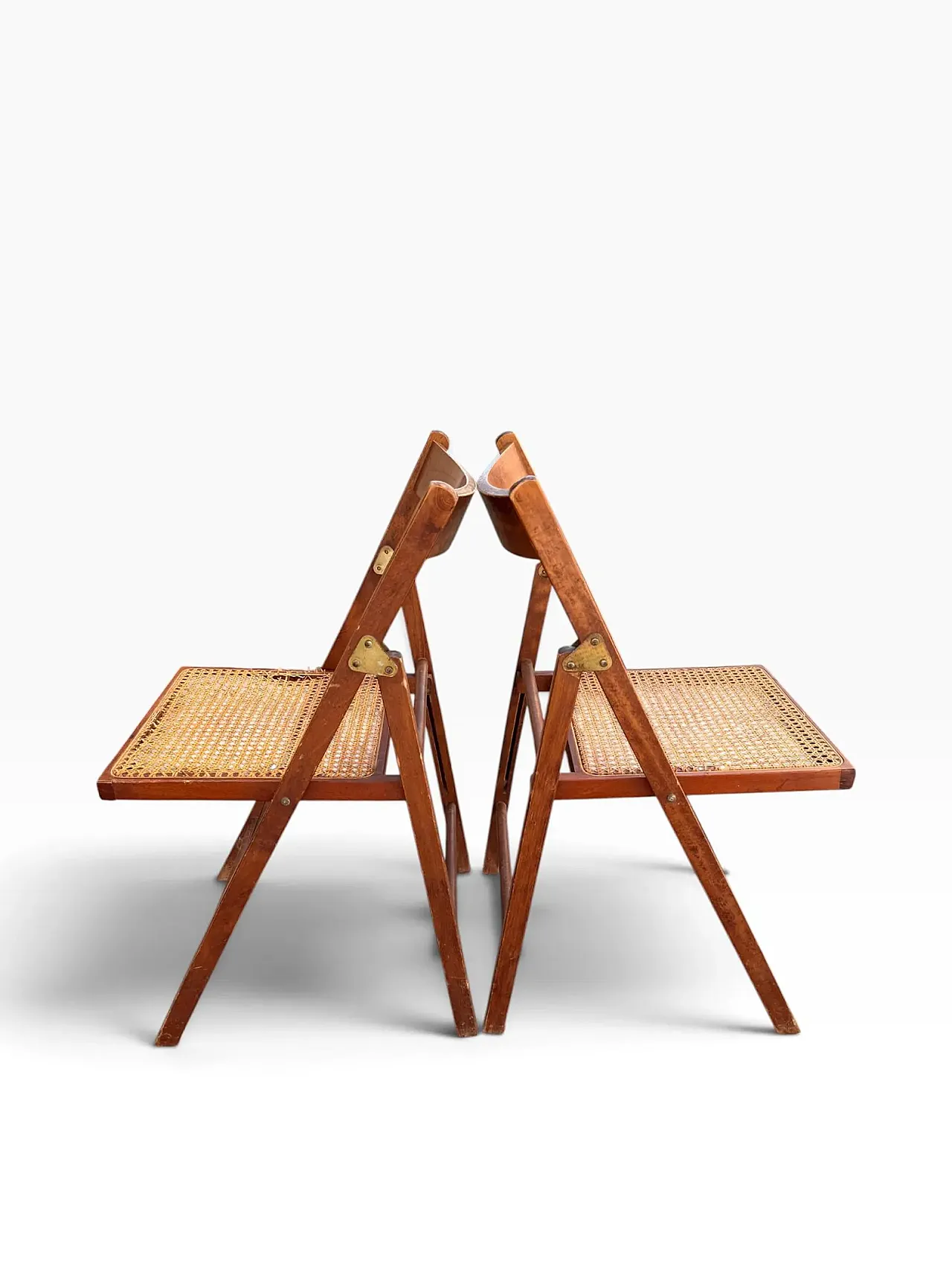 Pair of Habitat wooden and rattan chairs, 1980s 4