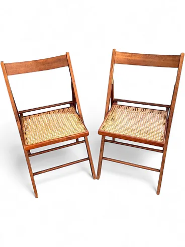 Pair of Habitat wooden and rattan chairs, 1980s