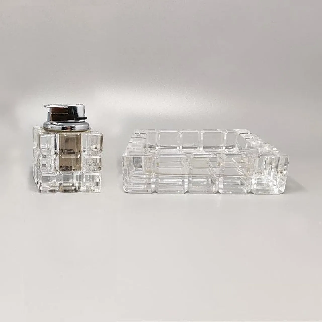 Smoking set in crystal by Colle, 1970s 1