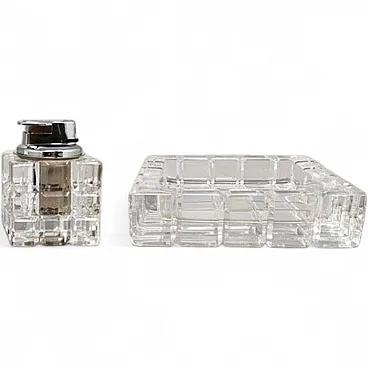 Smoking set in crystal by Colle, 1970s