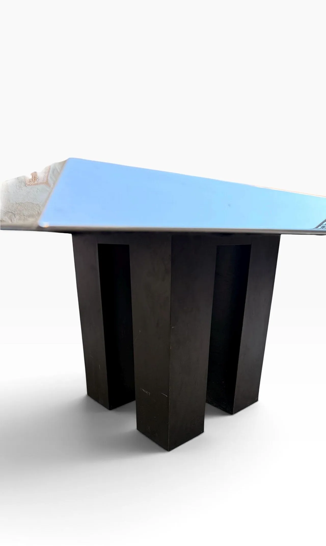 Chrome steel table, glass and wood, 1970s 4