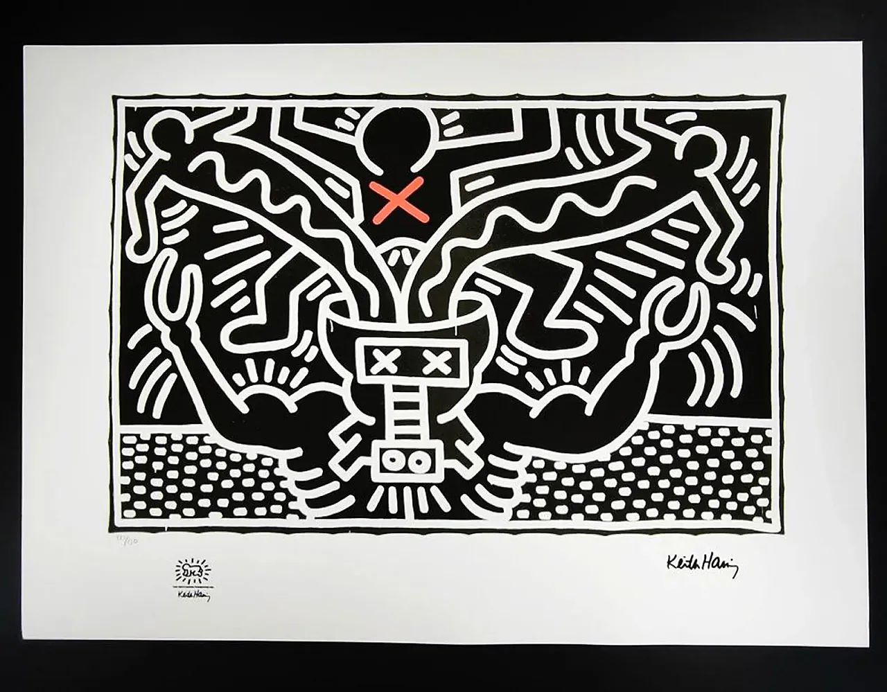 Keith Haring limited edition lithograph numbered in pencil, 1990s 1