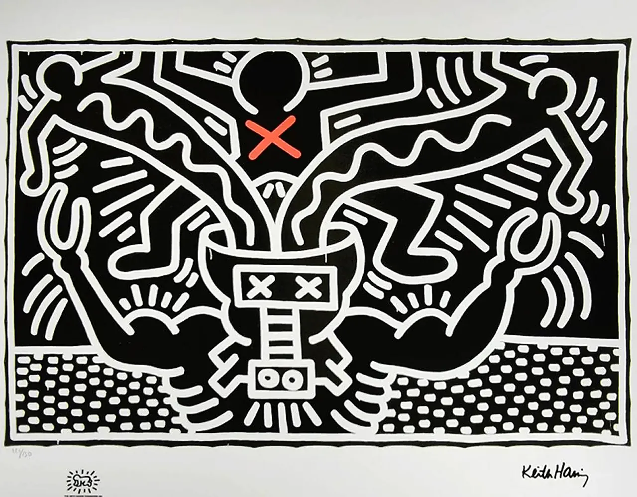 Keith Haring limited edition lithograph numbered in pencil, 1990s 2