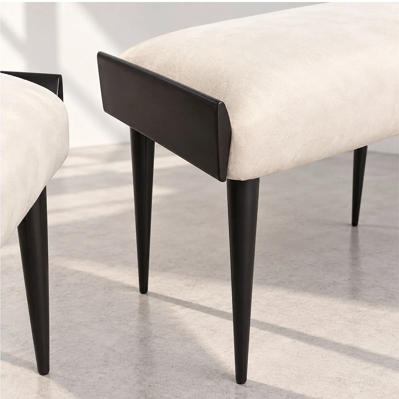 Pair of poufs in ebonized wood and velvet, Ico Parisi style, 1950s 8