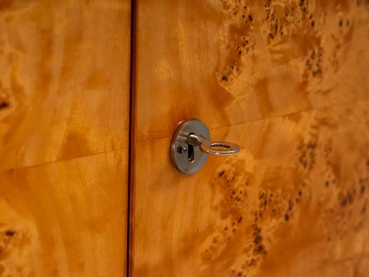 Armadio guardaroba di metà secolo in legno di radica, '900 7