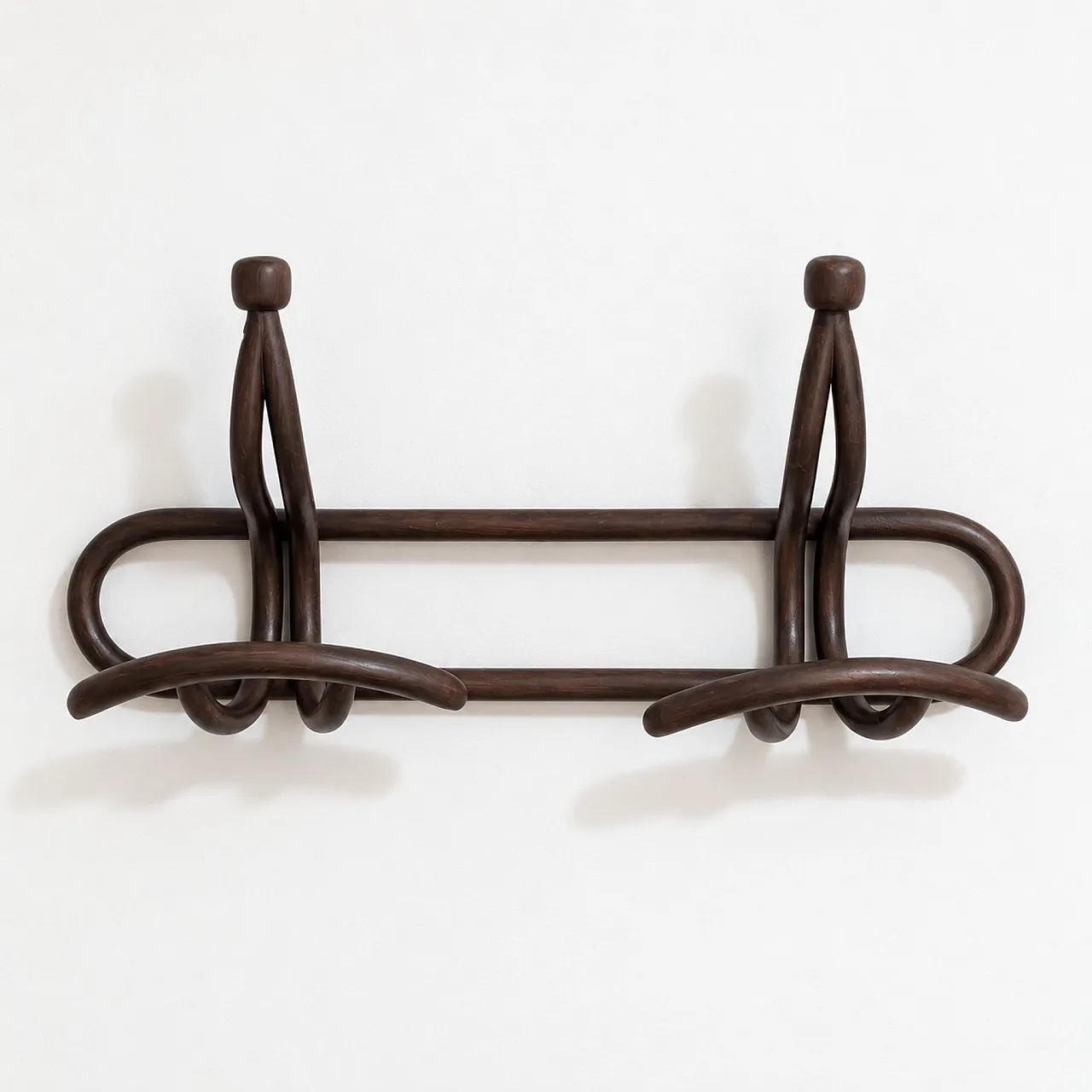 Art Nouveau wall coat rack in walnut, Thonet style, Italy, 1900s 5