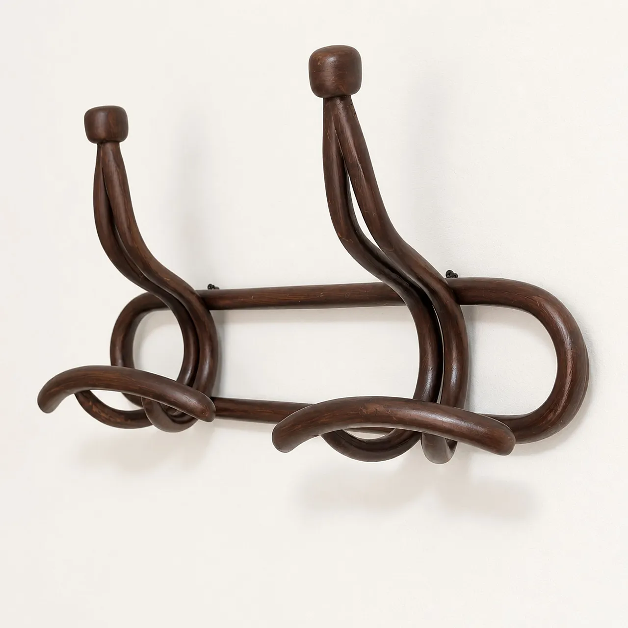 Art Nouveau wall coat rack in walnut, Thonet style, Italy, 1900s 6