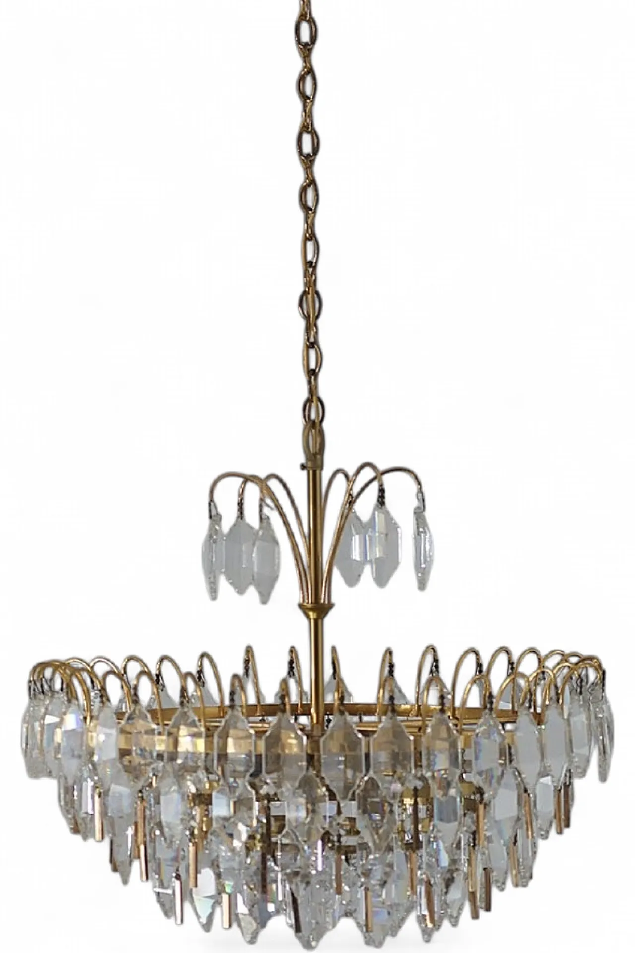 Crystal glass ceiling lamp from Palwa, 1960s 9