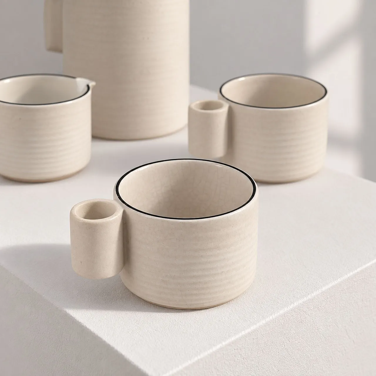 Servizio da tè in ceramica serie gresline by Franco Pozzi, Italia, '70 8