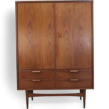 Tall Danish teak sideboard with shelves and drawers, 1960s