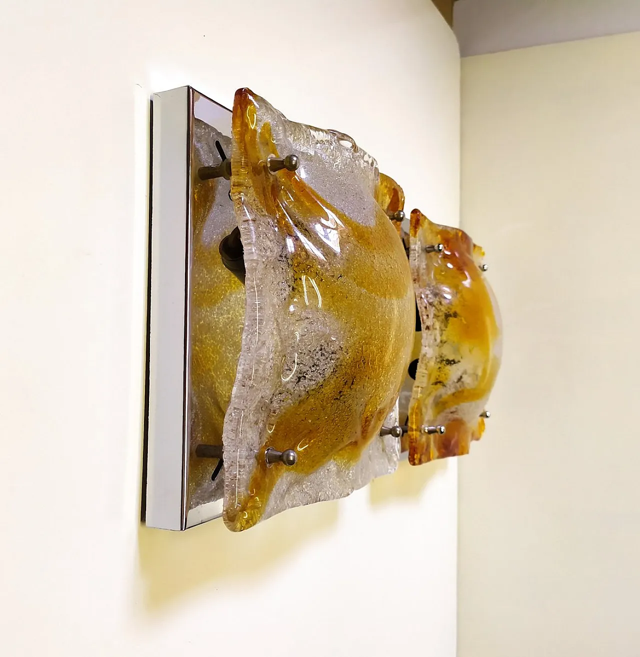 Coppia applique in vetro di Murano di T.Zuccheri per Mazzega, anni '70 3