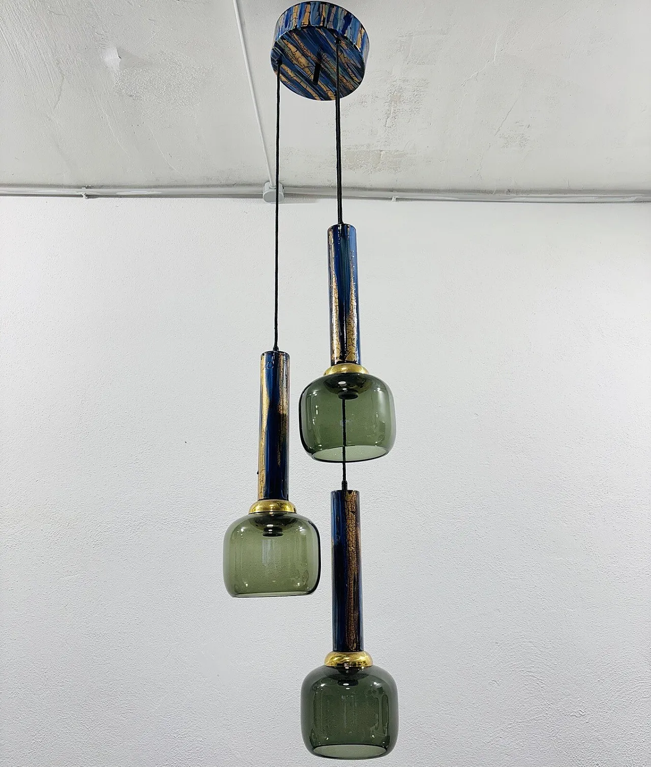 Enameled Chandelier by Angelo Brotto for Esperia Illuminazione, 70s 2