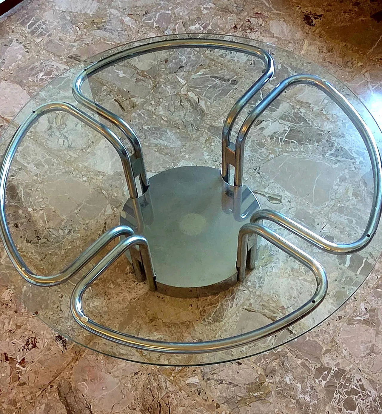 Ruound chromed coffee table by Gastone Rinaldi for Rima Desio, 1970s 3
