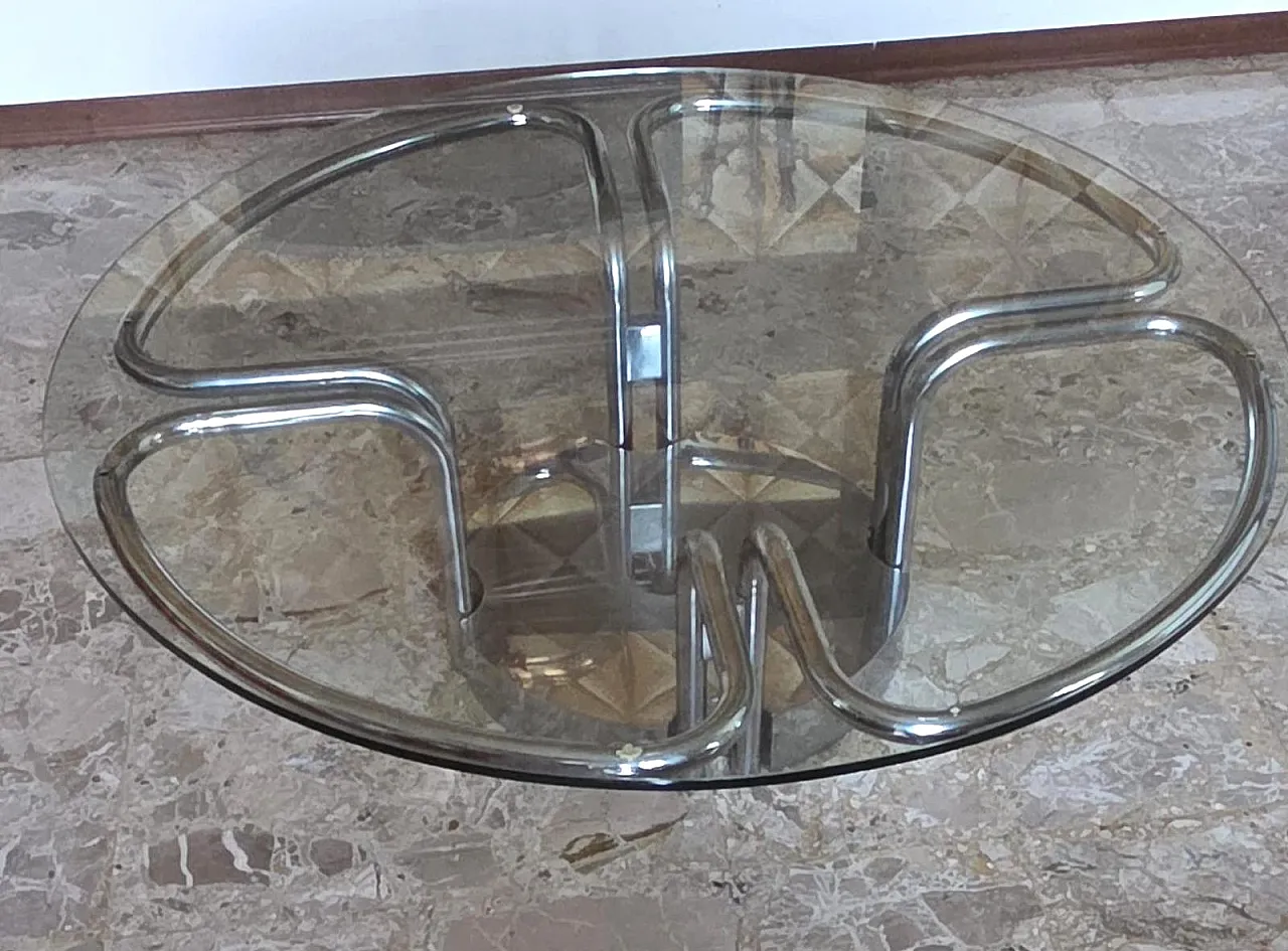 Ruound chromed coffee table by Gastone Rinaldi for Rima Desio, 1970s 5