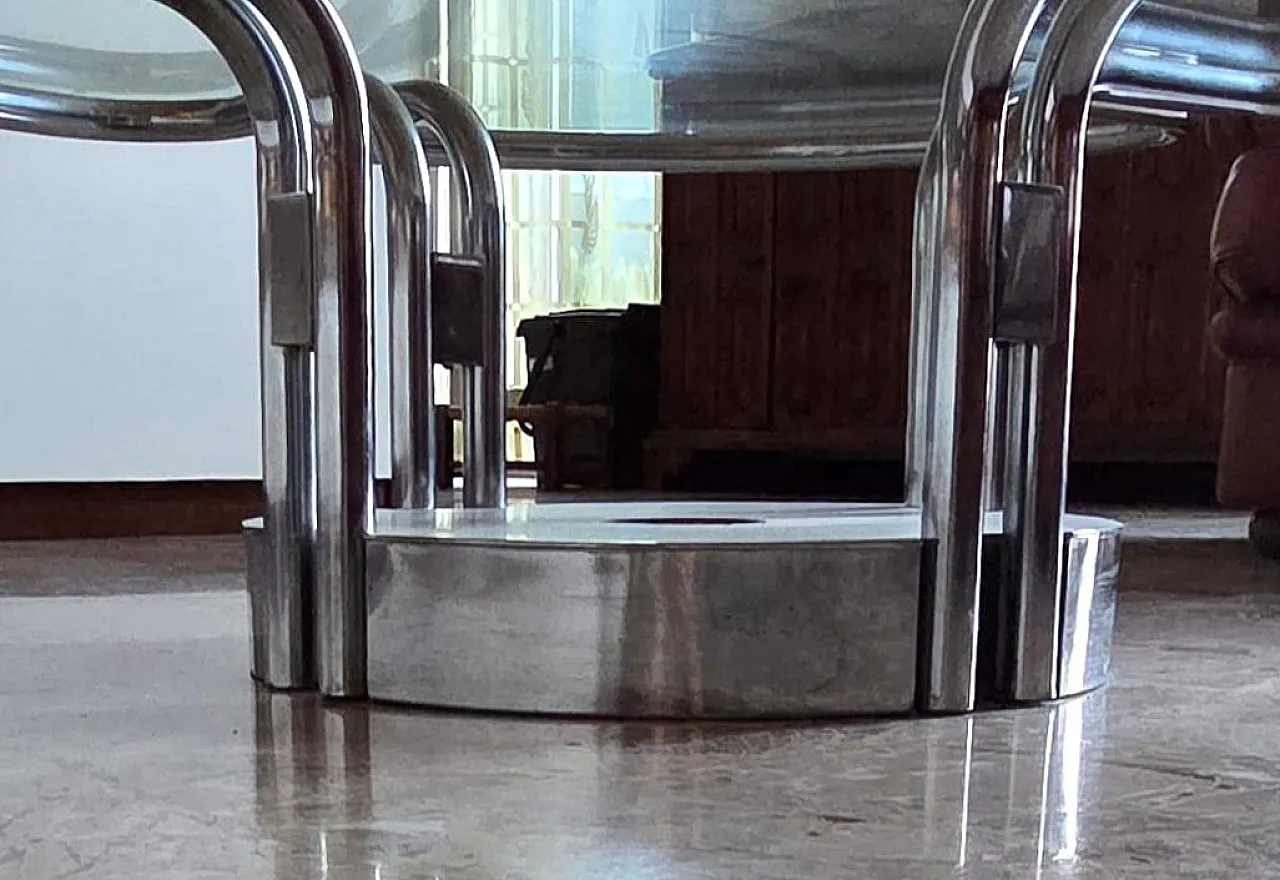 Ruound chromed coffee table by Gastone Rinaldi for Rima Desio, 1970s 8