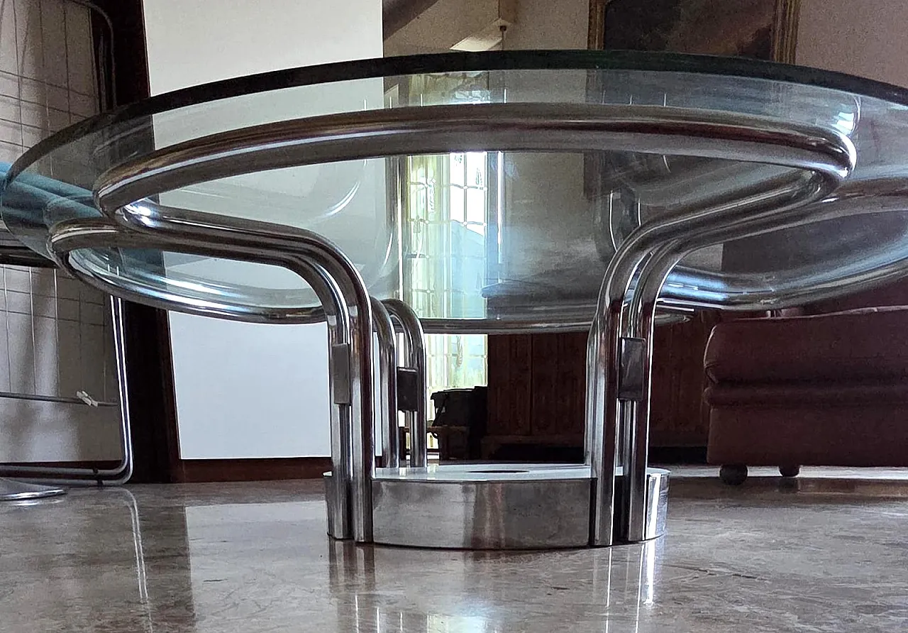 Ruound chromed coffee table by Gastone Rinaldi for Rima Desio, 1970s 10