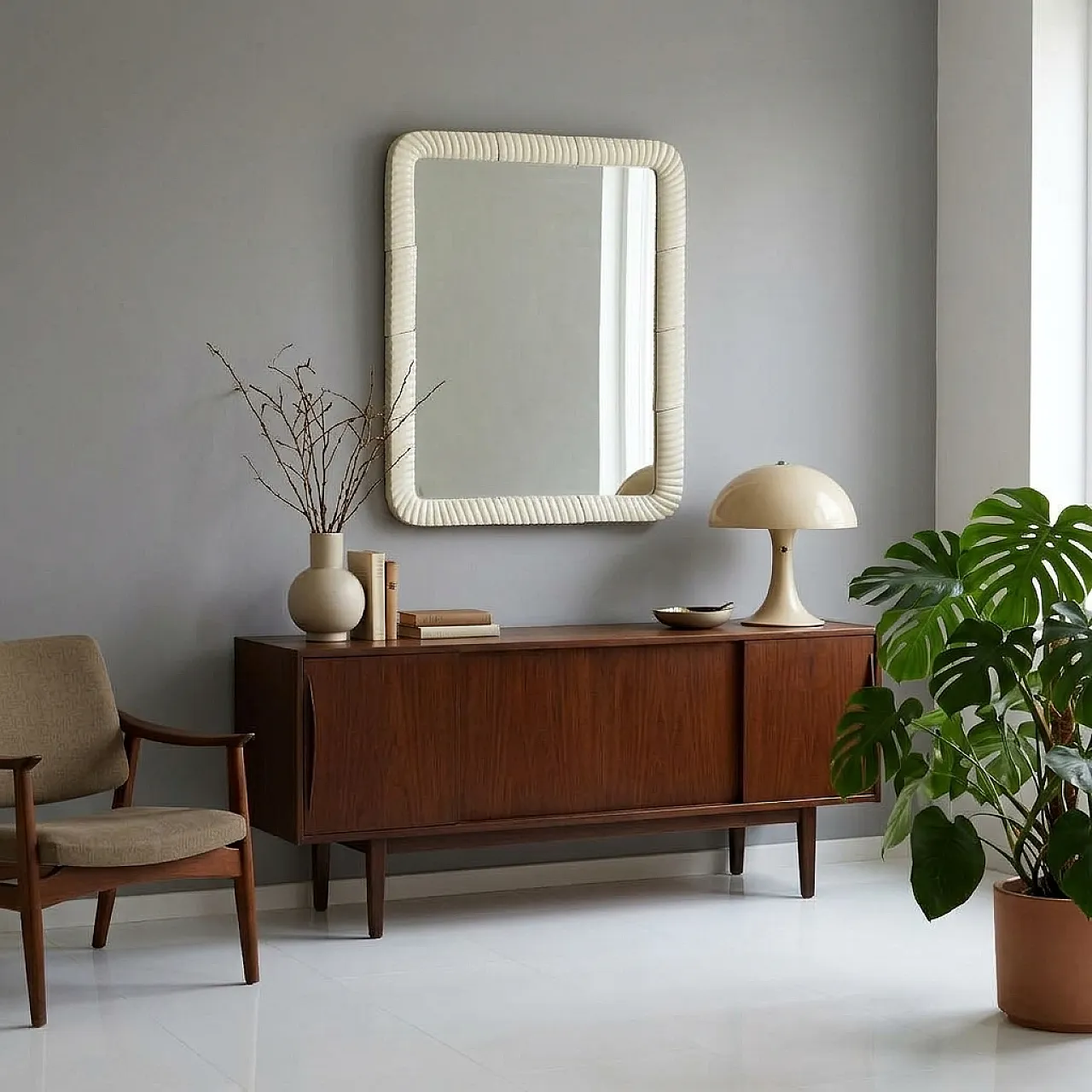 Specchio con cornice in ceramica, fine '900 2