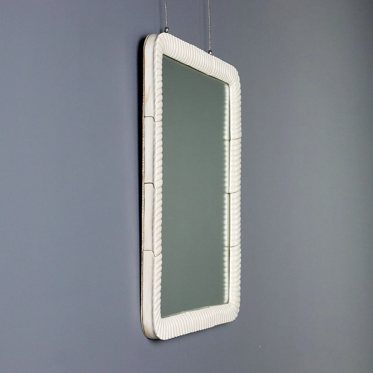 Specchio con cornice in ceramica, fine '900 4