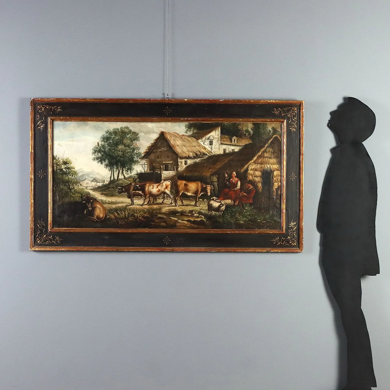 Paesaggio bucolico con figure e animali, '800 2