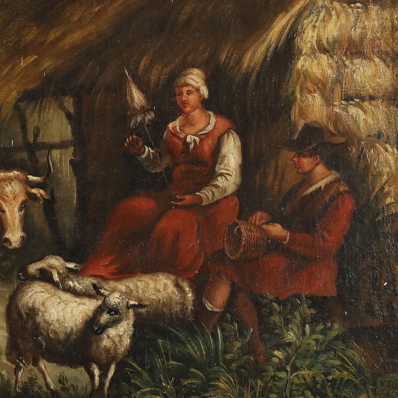 Paesaggio bucolico con figure e animali, '800 4