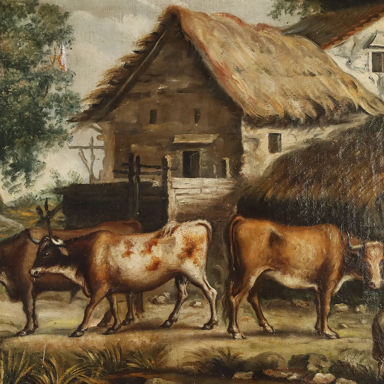 Paesaggio bucolico con figure e animali, '800 5