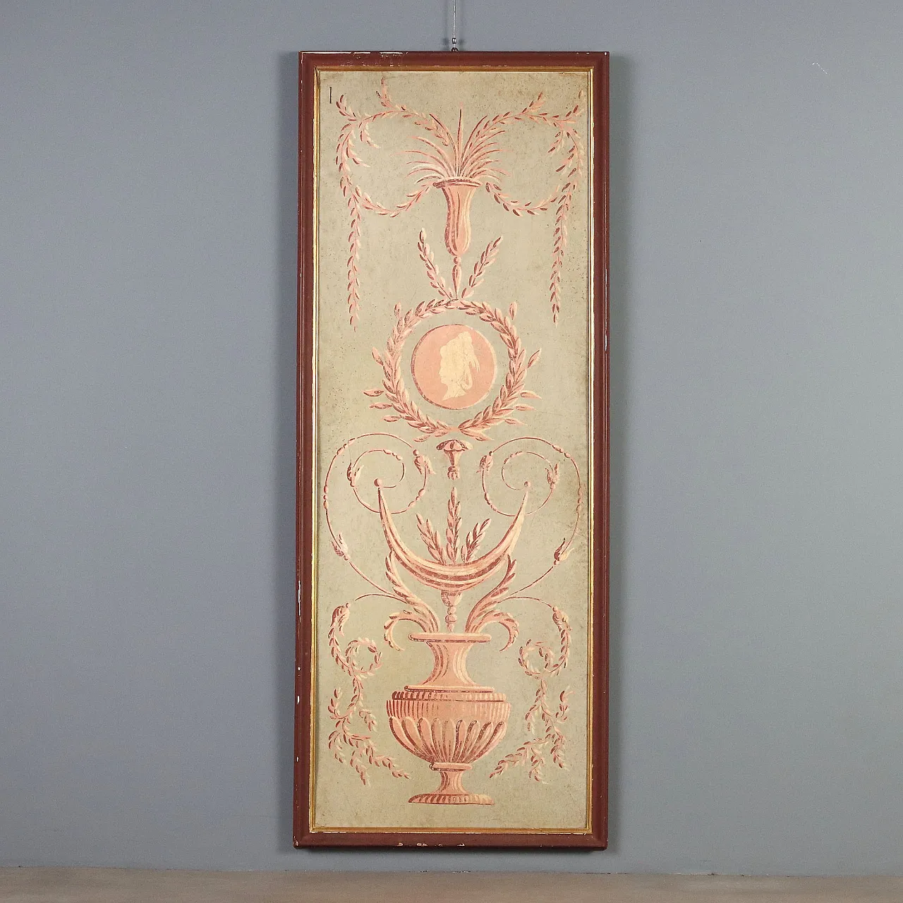 Pannello decorativo dipinto, olio su cartone, '700 1