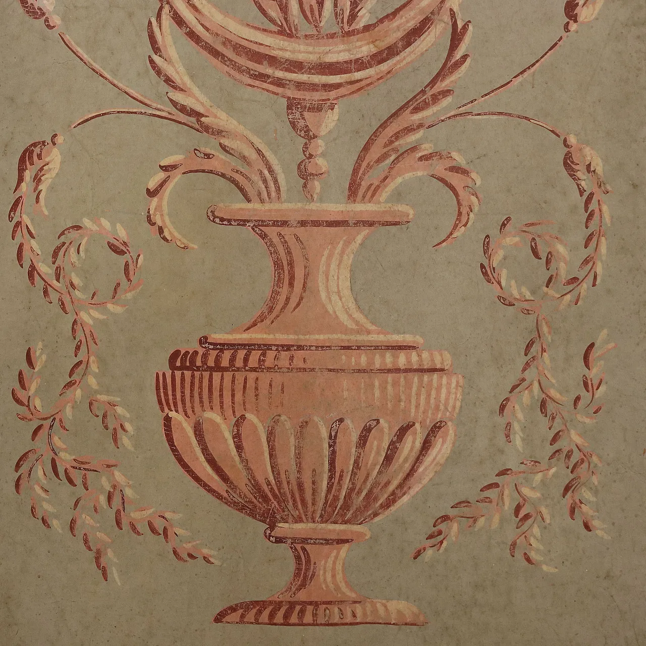 Pannello decorativo dipinto, olio su cartone, '700 5