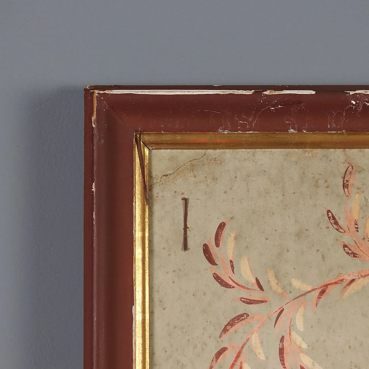 Pannello decorativo dipinto, olio su cartone, '700 7
