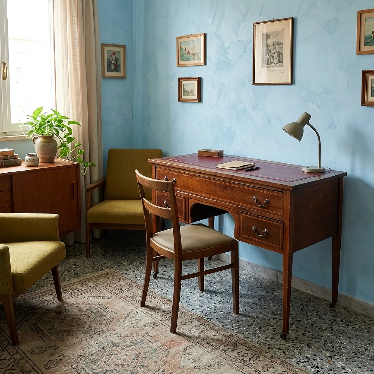 English writing desk with maple details, early 20th century 2