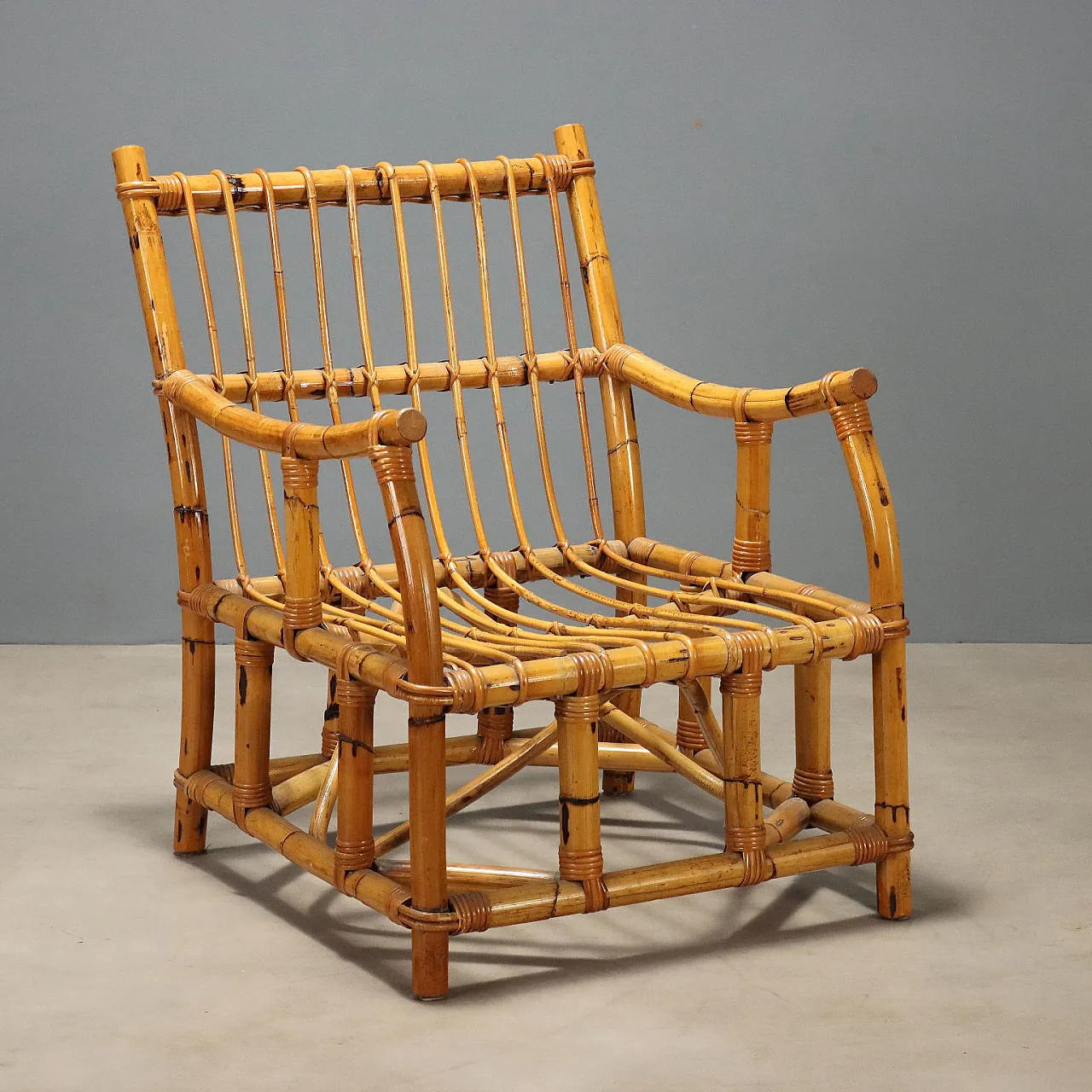Bamboo armchair, 1970s 1