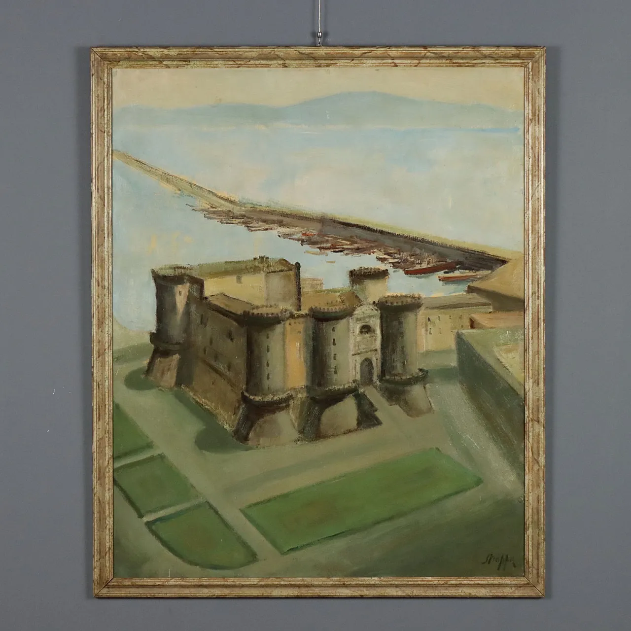 Painting by Leonardo Stroppa, oil on masonite, 20th century 1
