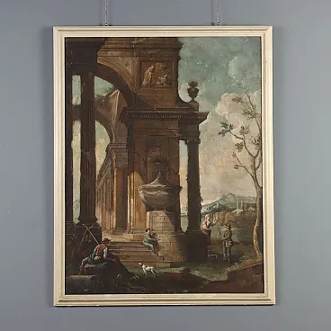 Architectural Capriccio with Figures, oil on canvas, 18th century