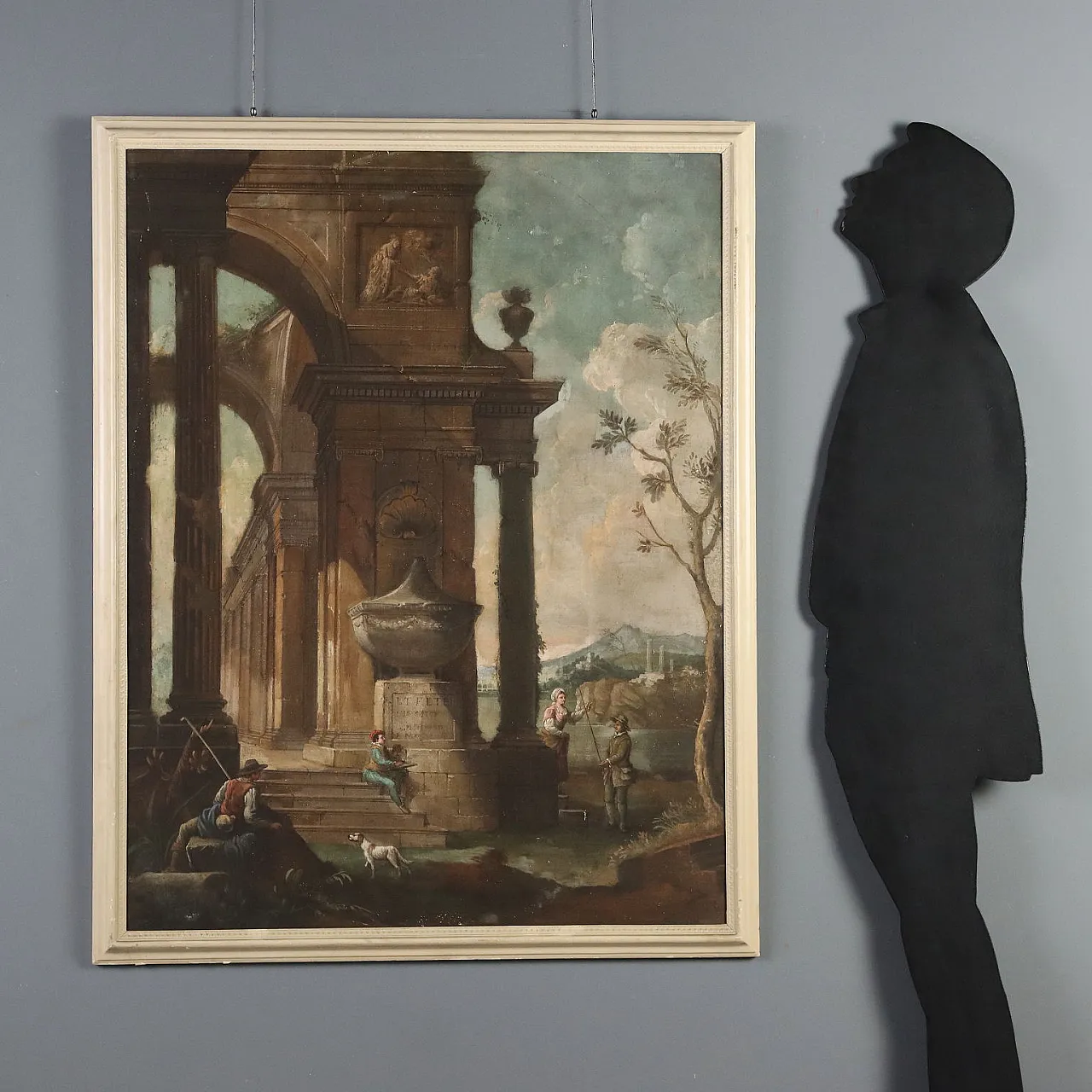 Architectural Capriccio with Figures, oil on canvas, 18th century 2