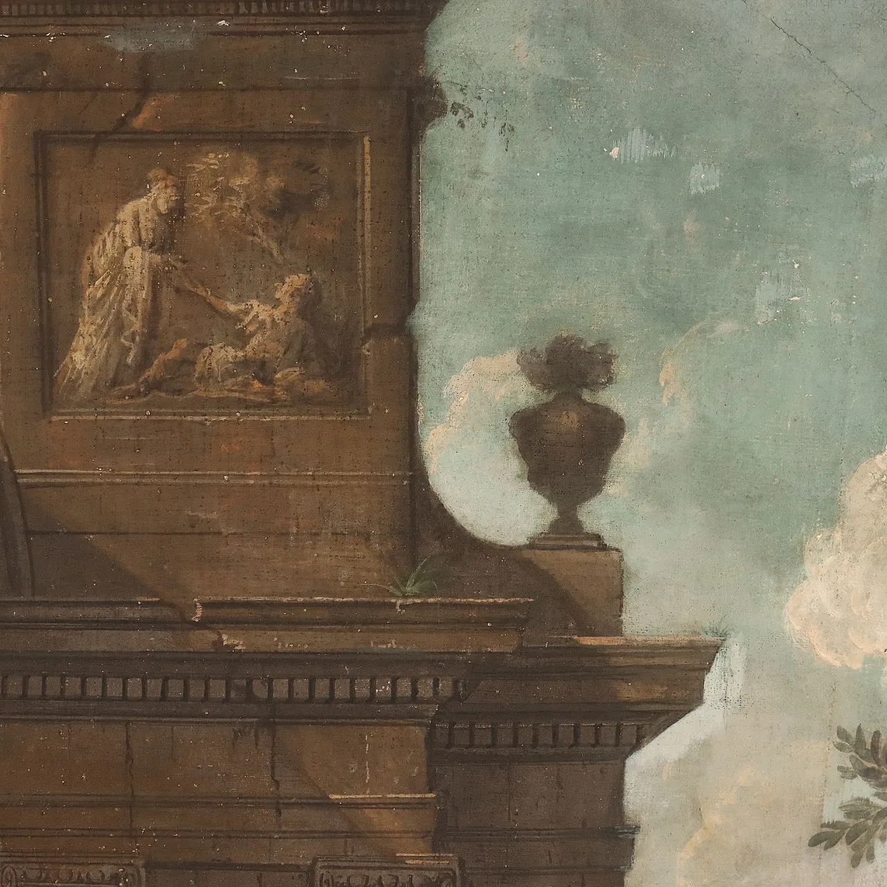 Architectural Capriccio with Figures, oil on canvas, 18th century 8