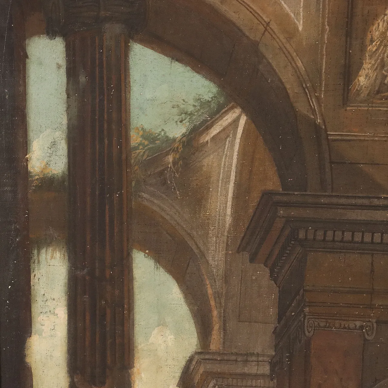 Architectural Capriccio with Figures, oil on canvas, 18th century 9