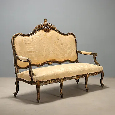 Baroque style sofa in carved wood, 19th century