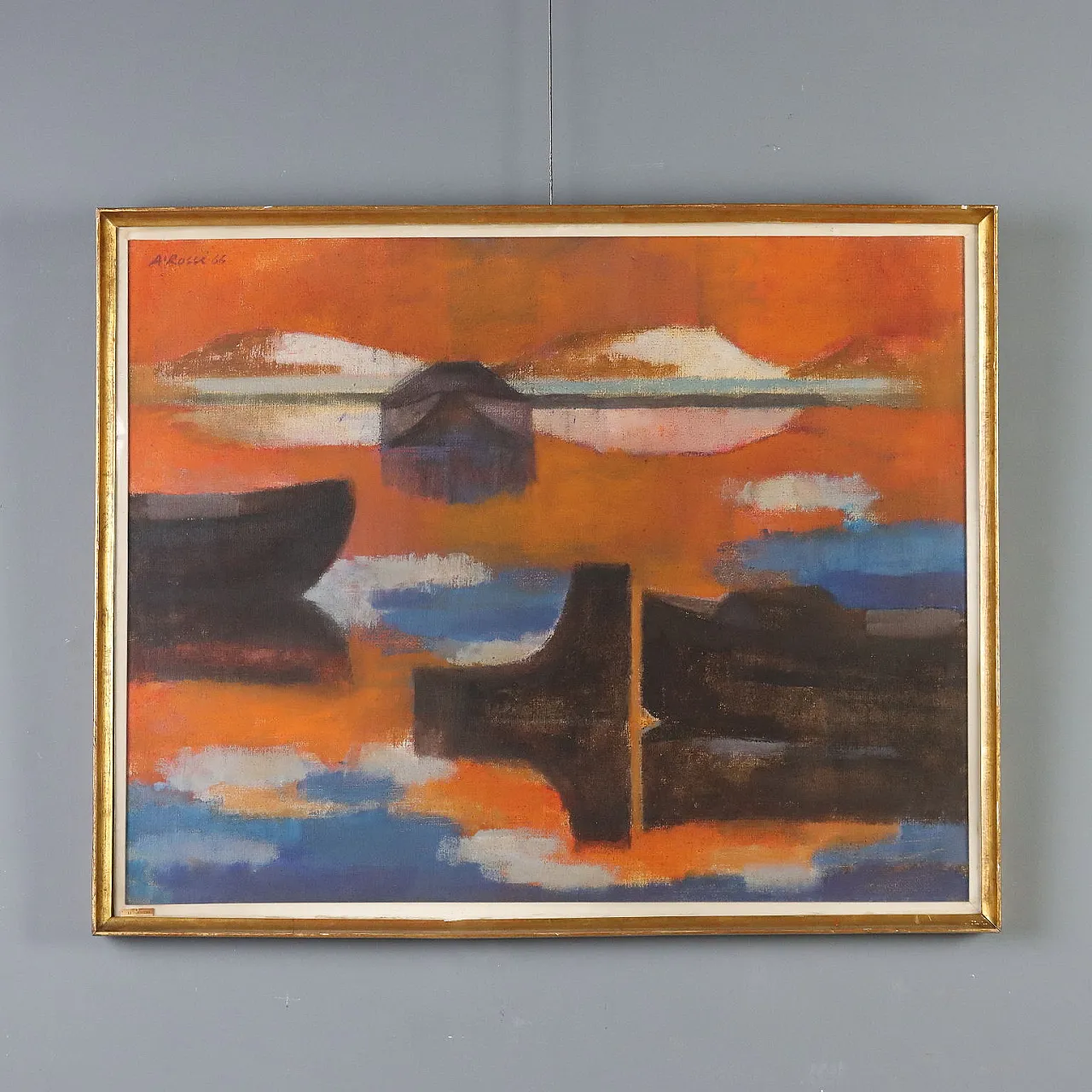 Painting by Attilio Rossi, oil on canvas, 20th century 1