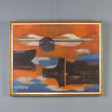 Painting by Attilio Rossi, oil on canvas, 20th century