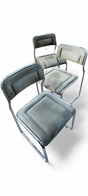 4 Cantilever chairs and smoked glass table, 1970s