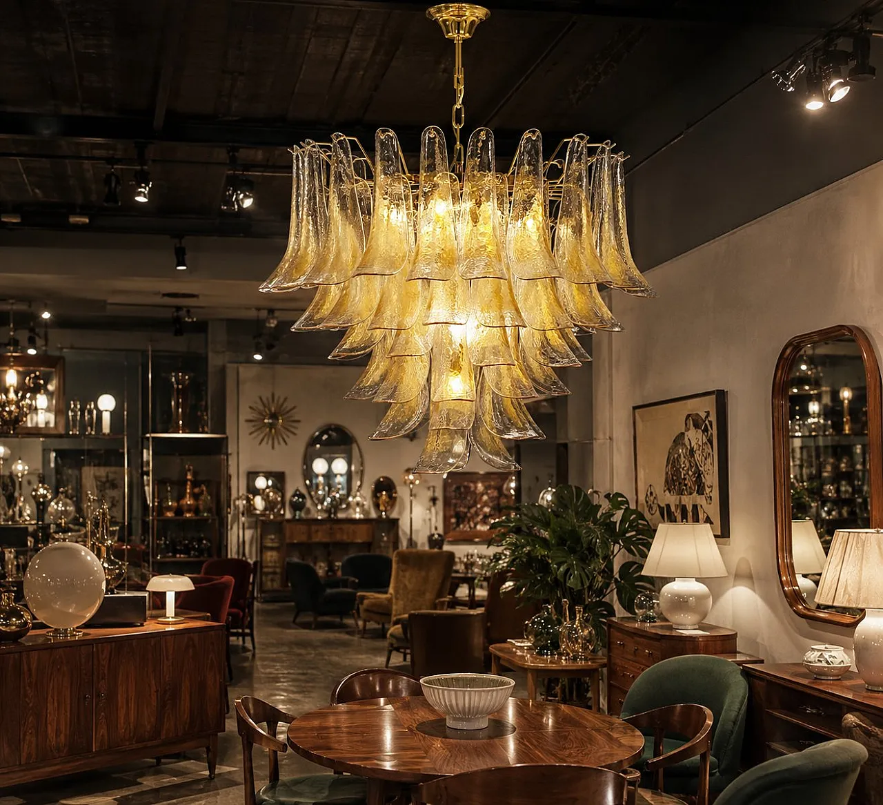 Lampadario in vetro di Mazzega, anni '70 1