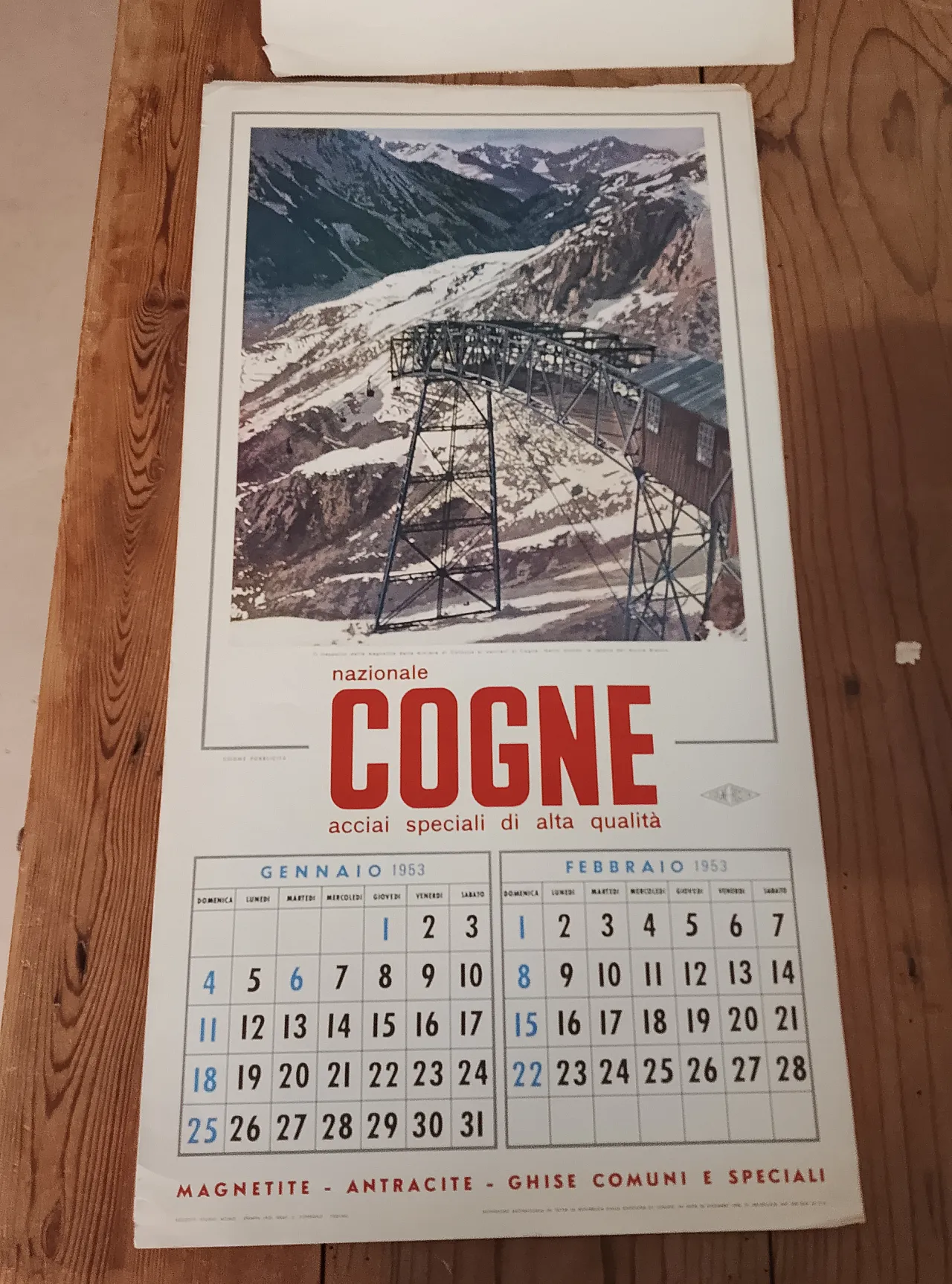 "Cogne" calendar made of high-quality special steel, 1953 2