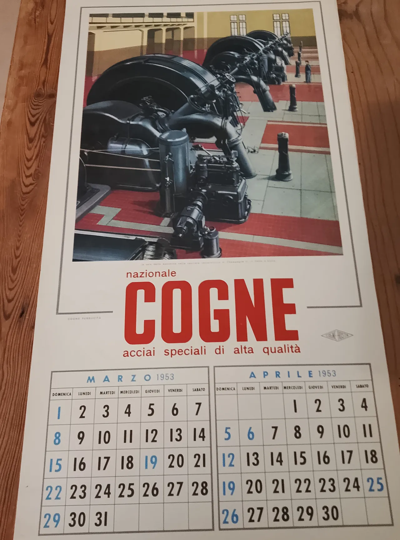 "Cogne" calendar made of high-quality special steel, 1953 3