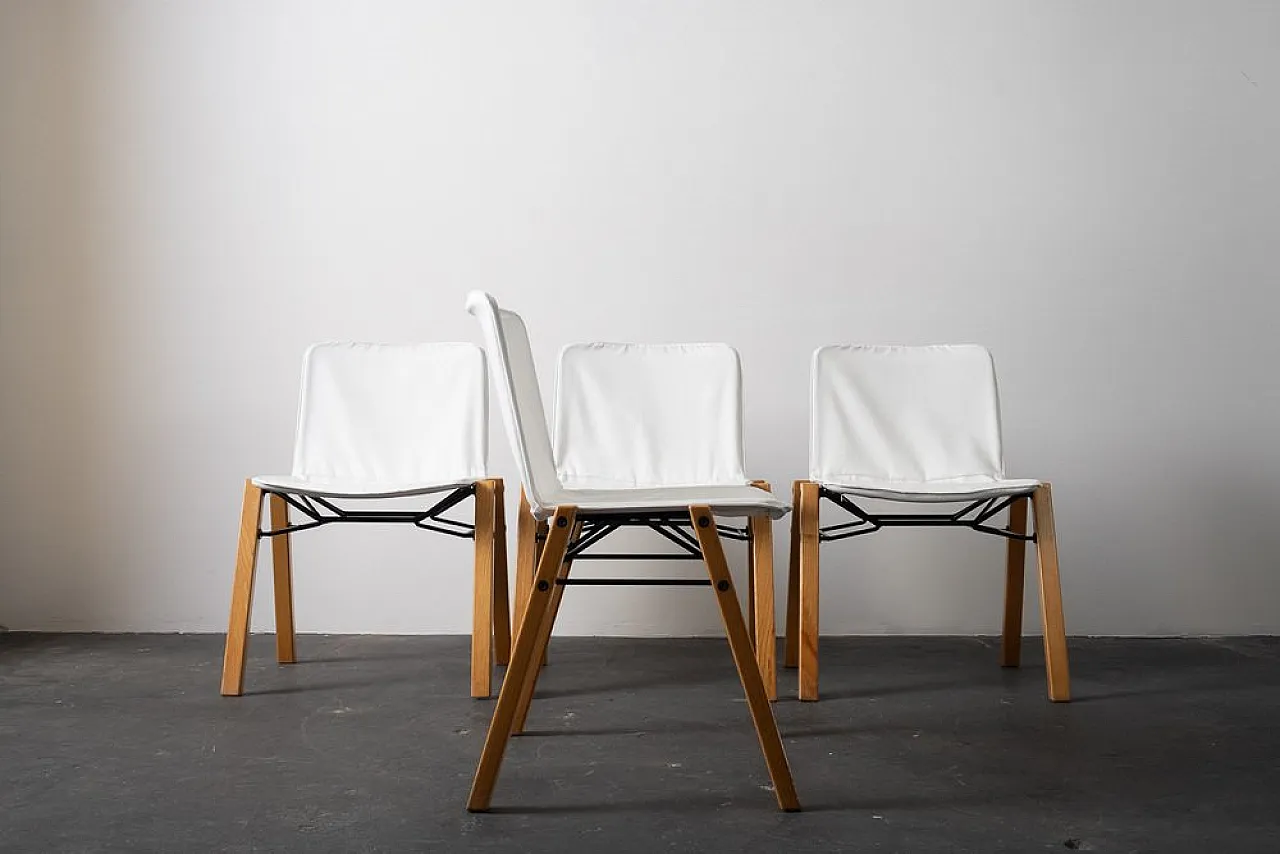 4 Chairs in white leather, 1970s 10