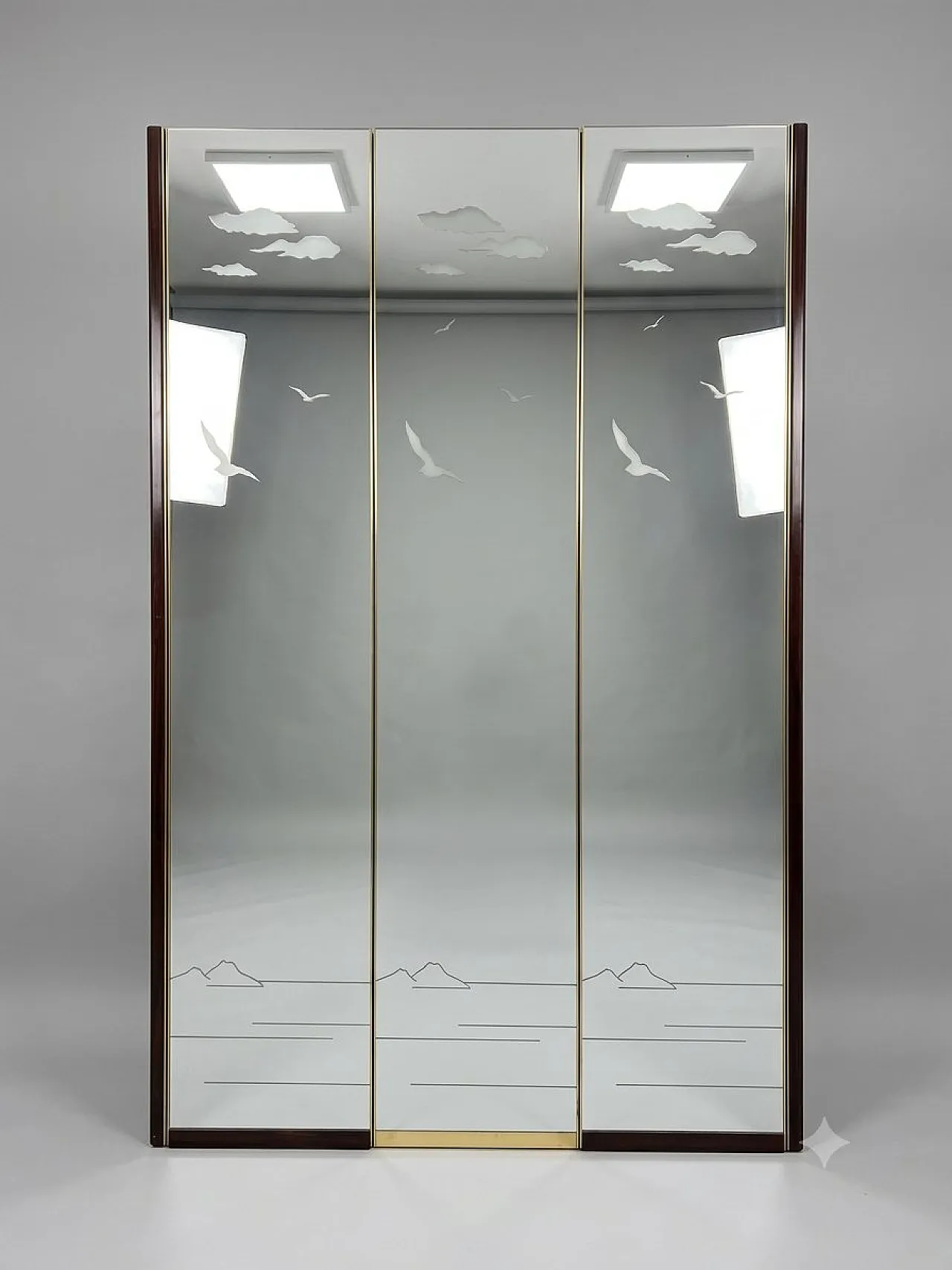 Specchi con luce, anni '70, set di 3 1