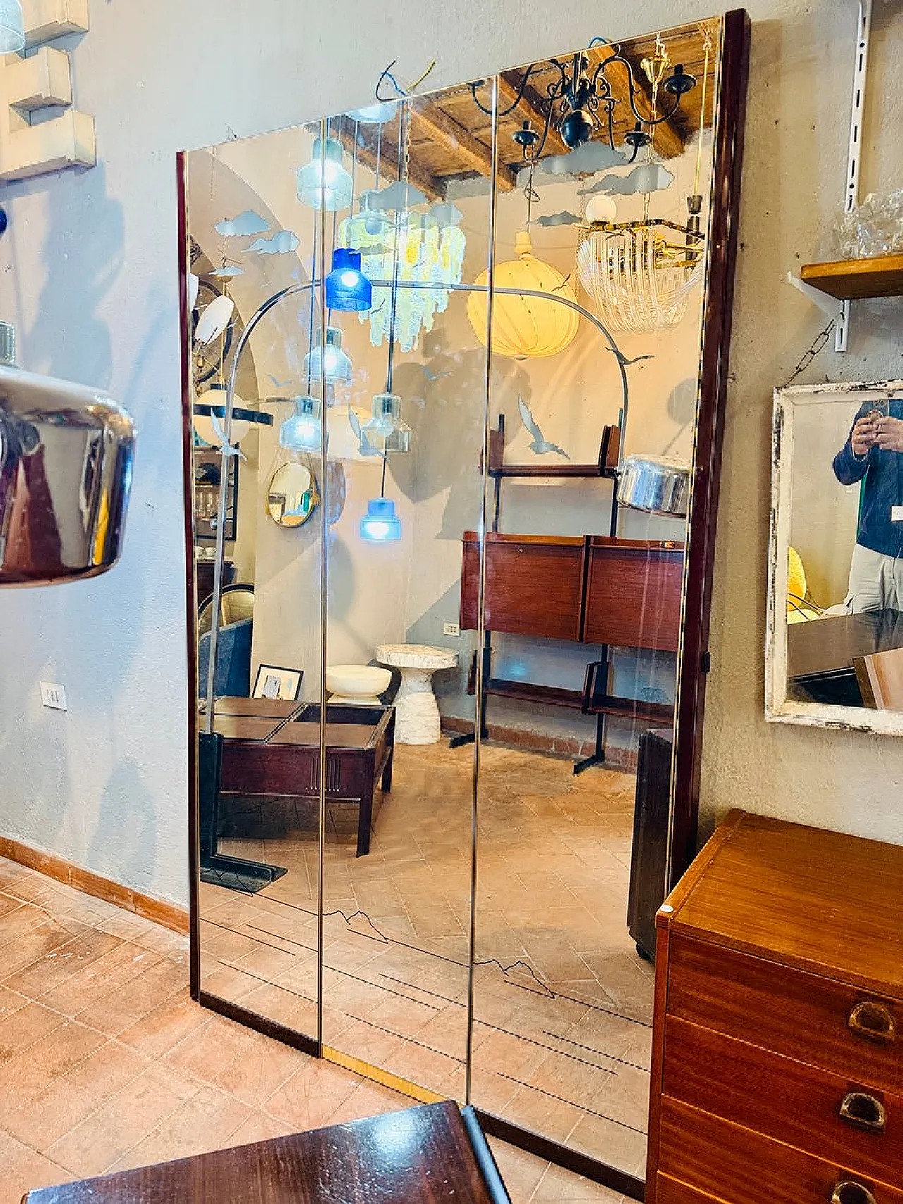 Specchi con luce, anni '70, set di 3 2