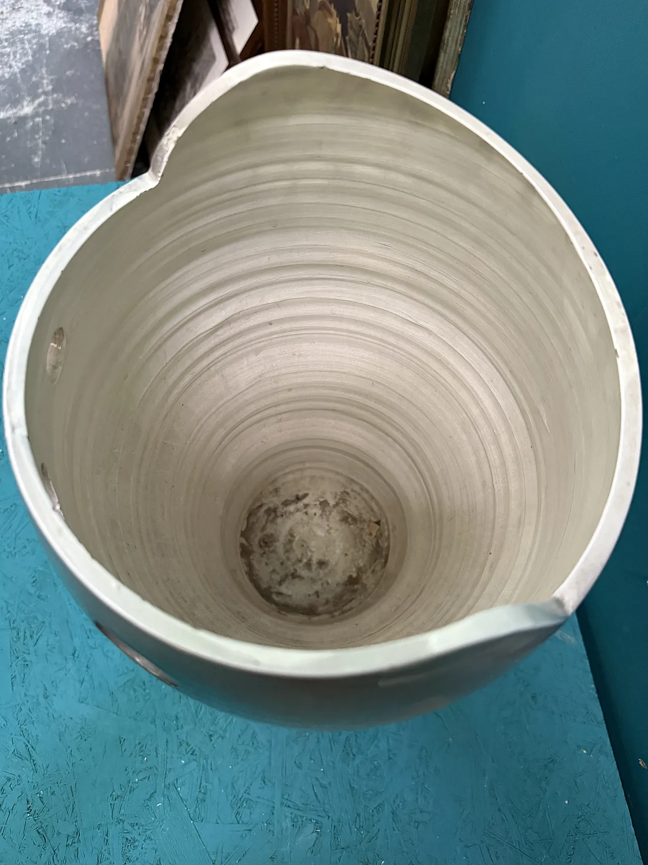Painted ceramic umbrella stand vase, 1950s 8